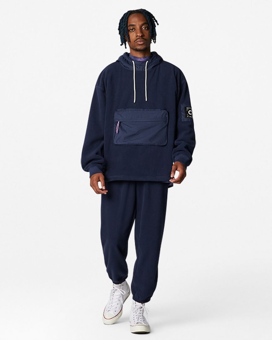 Men's Converse Counter Climate Pullover Hoodie Obsidian | AU 1836ER